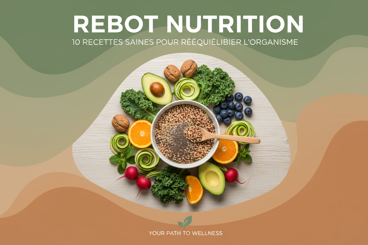 E-book #3 : Le Pilier Nutrition
Titre : "Reboot Nutrition : 10 Recettes Saines pour Rééquilibrer l'Organisme"
